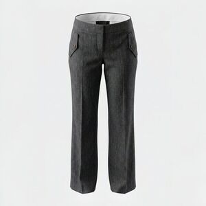 LOFT Marisa Trouser Pants Womens 6 Blue Heathered Linen Blend Wide Leg Stretch